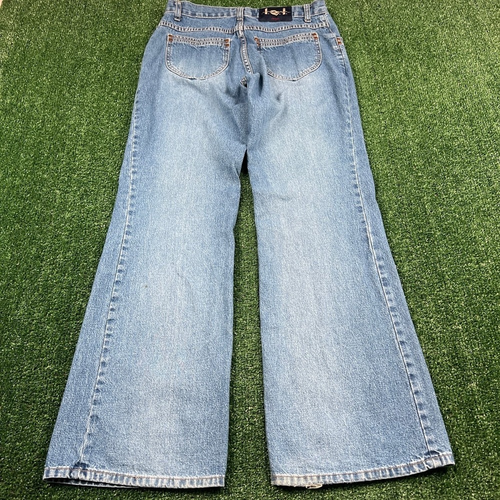 VTG L.E.I. Jeans Women's 9 31x31" Blue Wide Leg High Rise‎ Flare Made in USA Y2K